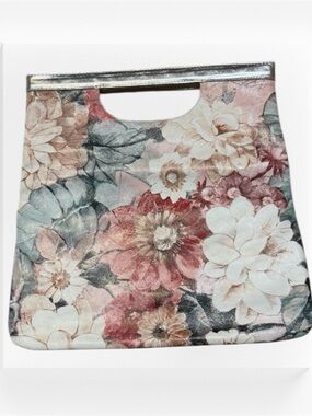 MAURIZIO TAIUTI Floral Leather Bag with Silver Handle
